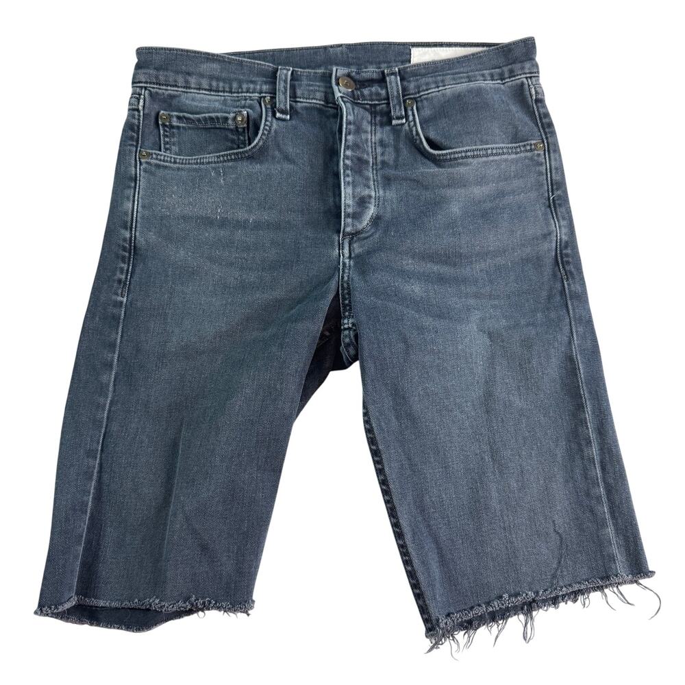 Rag & Bone Standard Issue Fit 2 Denim Shorts Gray Raw Hem Snap Fly 30 Mens